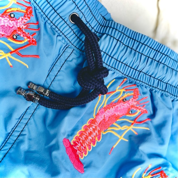 LES CANEBIERS | XS/S | All Over Lobster Light Blue Menβs Swimtrunks Boardshorts - Picture 13 of 16